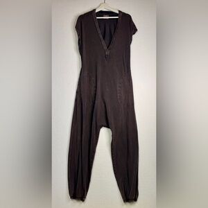 Free People Movement Black Short Sleeve Hot Shot V-neck Cut-out back Jumpsuit M